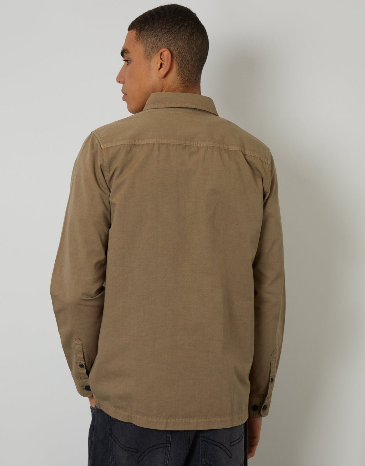 The Lightweight Cotton Shacket in Taupe