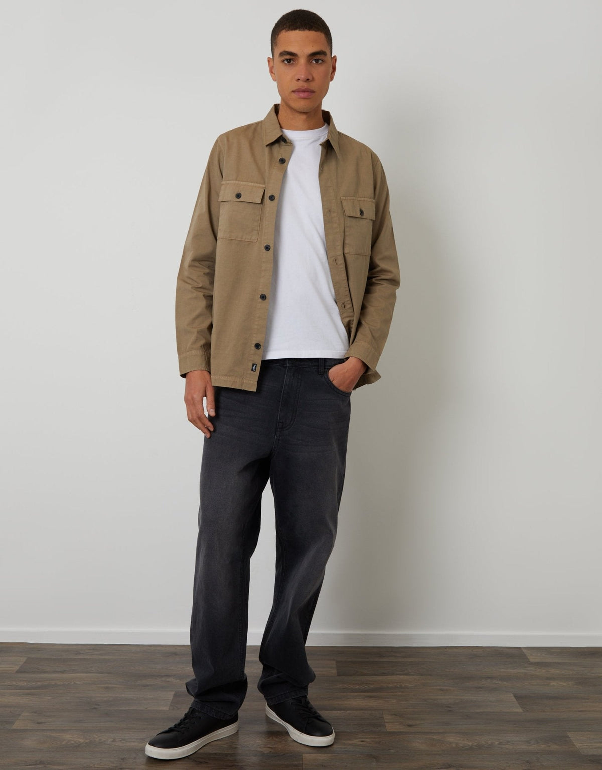 The Lightweight Cotton Shacket in Taupe