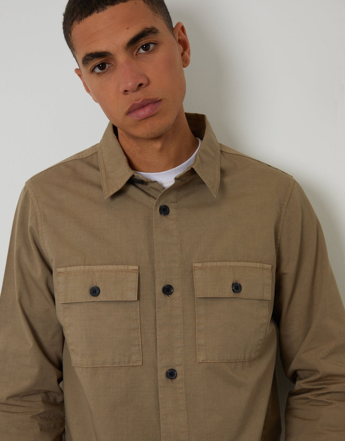 The Lightweight Cotton Shacket in Taupe