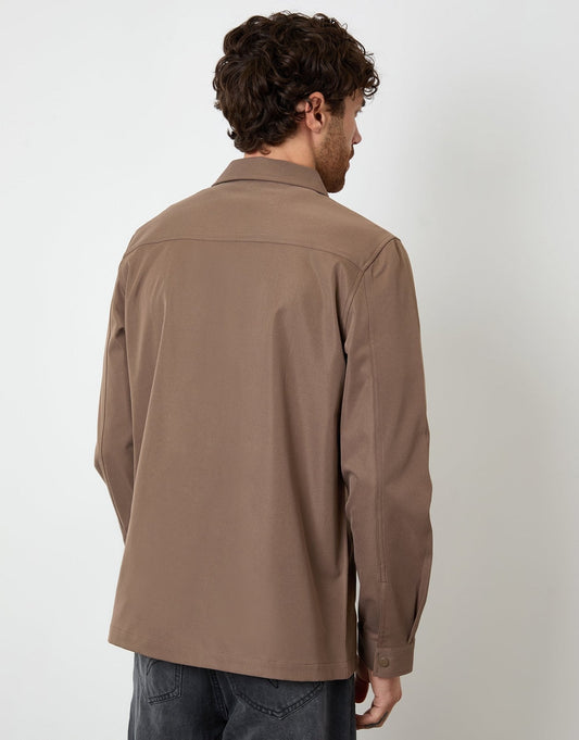 Cargo Pocket Shacket in Brown