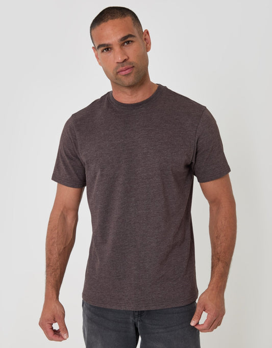 Men's Peached Crew Neck T-Shirt in Chocolate Brown | SATRI