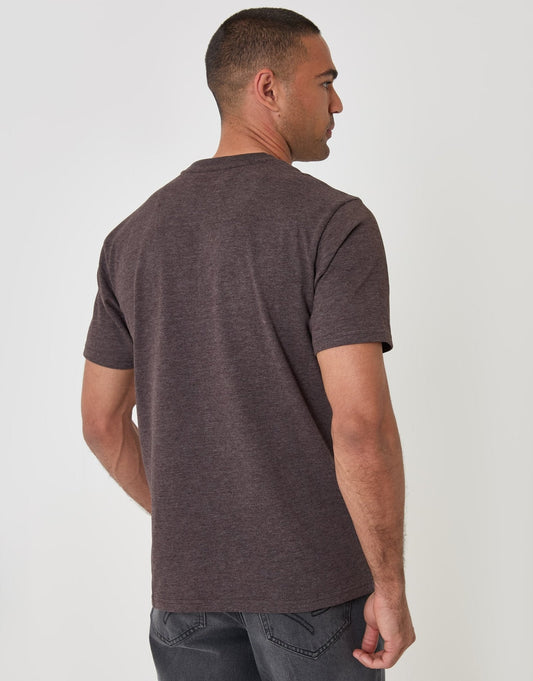 Peached Crew Neck T-Shirt in Chocolate Brown