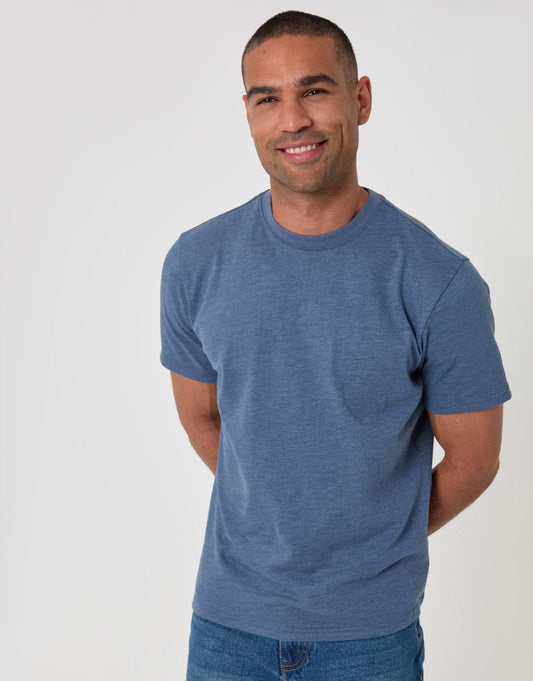 Men's Peached Crew Neck T-Shirt in Light Blue | SATRI