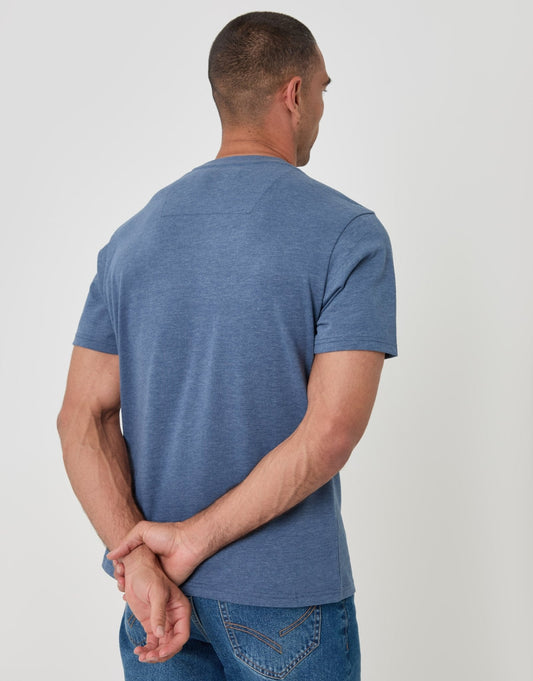 Peached Crew Neck T-Shirt in Light Blue