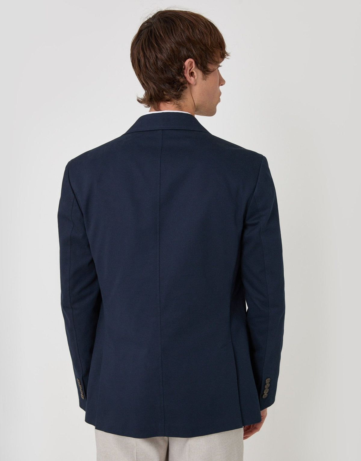 Tailored Fit Cotton Blazer in Navy