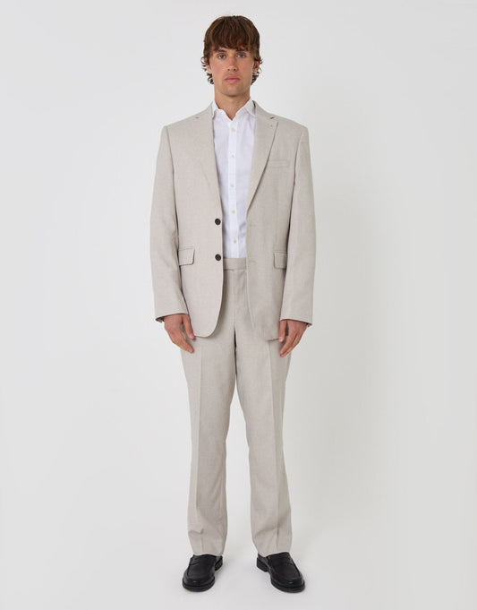 Tailored Fit Single Breasted Blazer in Stone