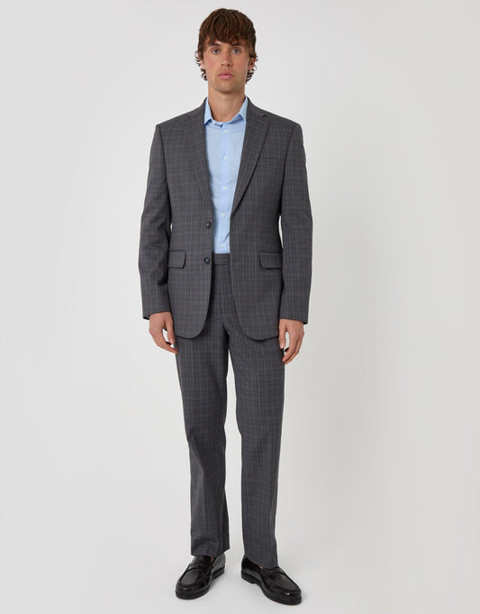 Tailored Fit Cotton Rich Blazer in Grey Check