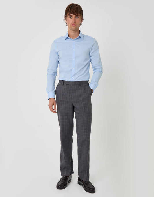Tailored Fit Suit Trousers in Grey Check