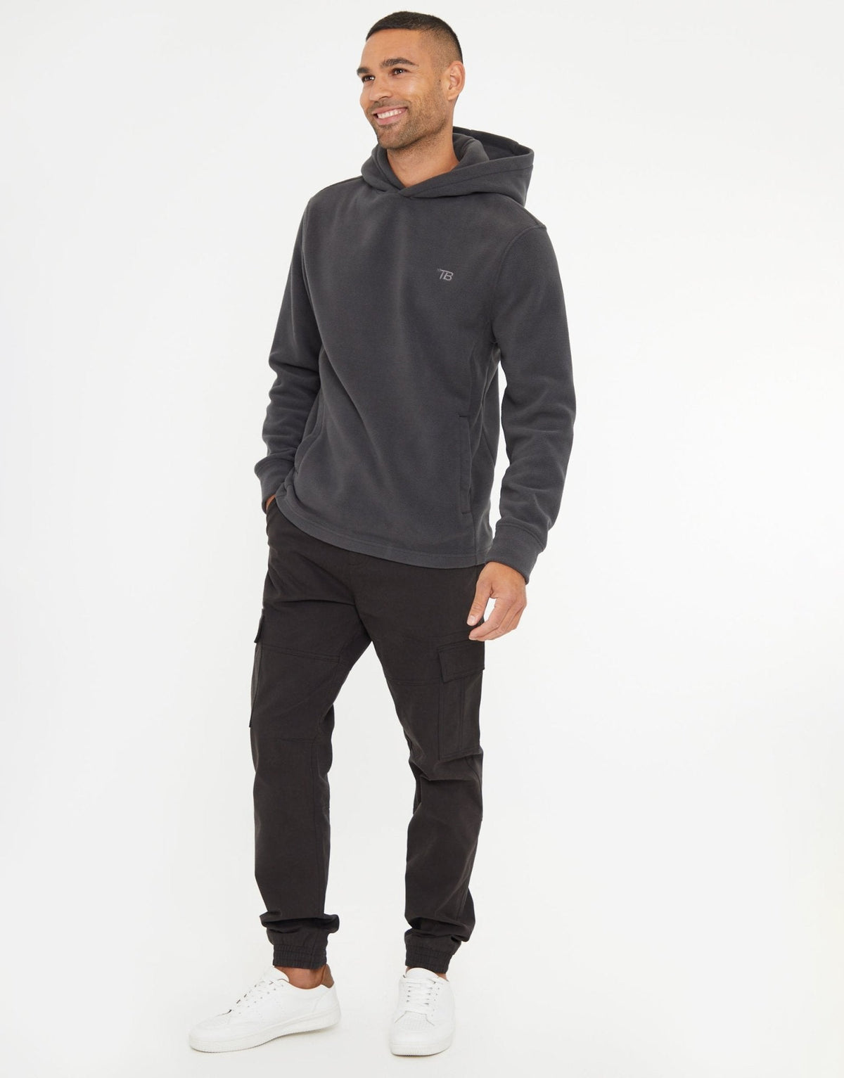 Microfleece Overhead Hoodie in Slate Grey