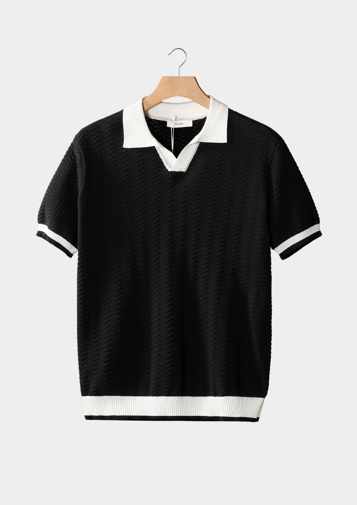 Black Contrast Textured Polo by SATRI & CO. – product view 1