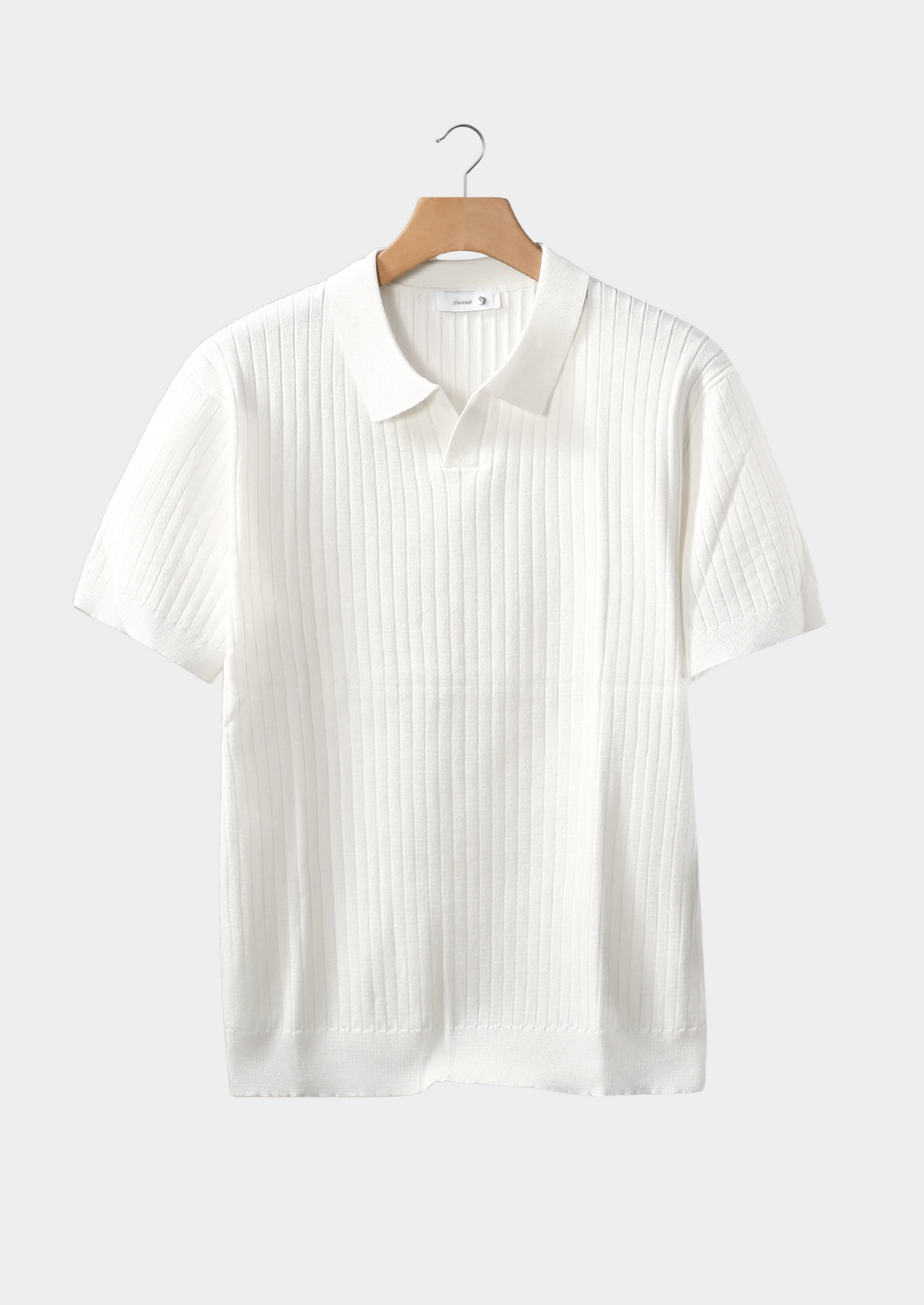 White Ribbed Buttonless Polo by SATRI & CO. – product view 1