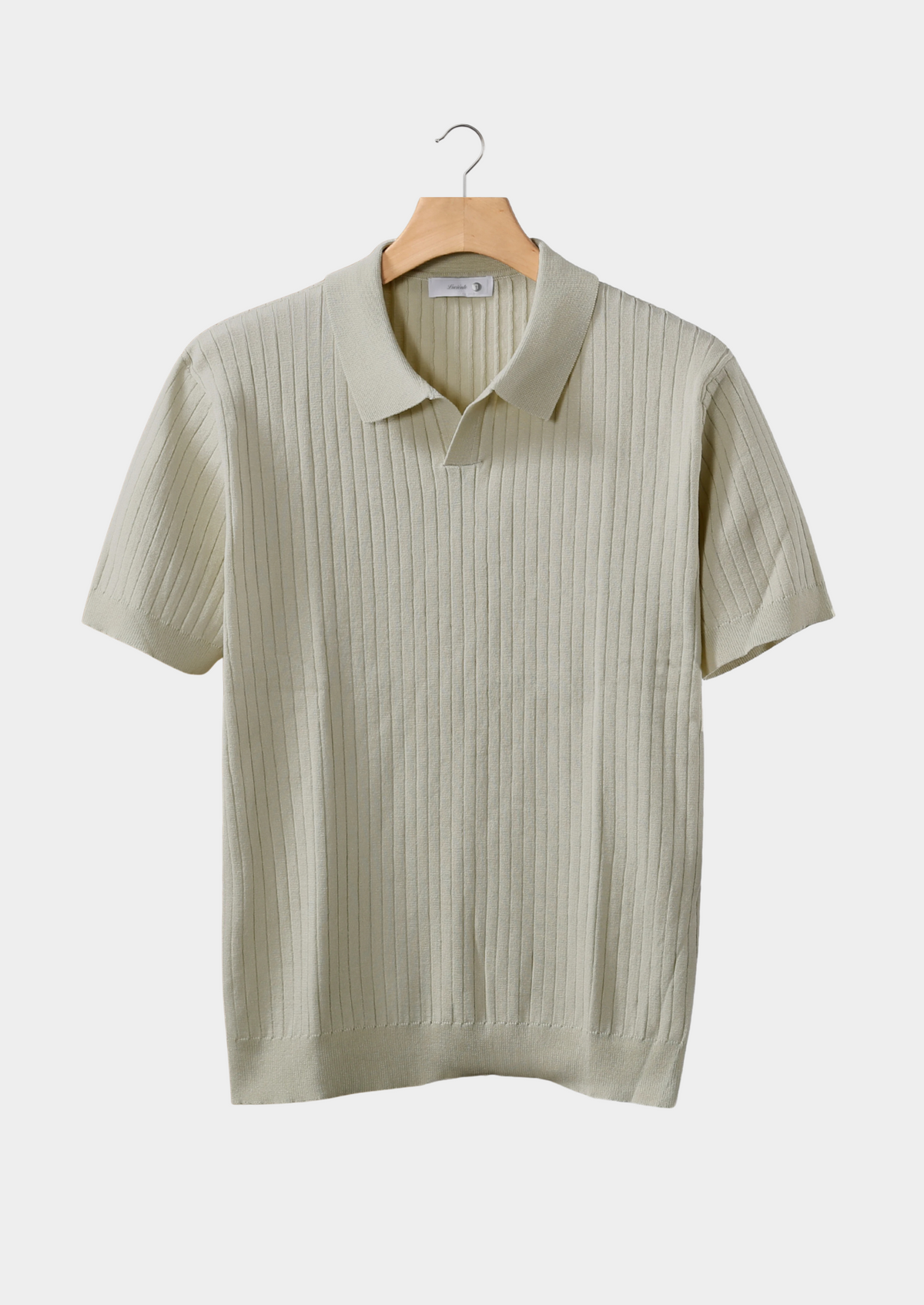 Khaki Ribbed Buttonless Polo by SATRI & CO. – product view 1