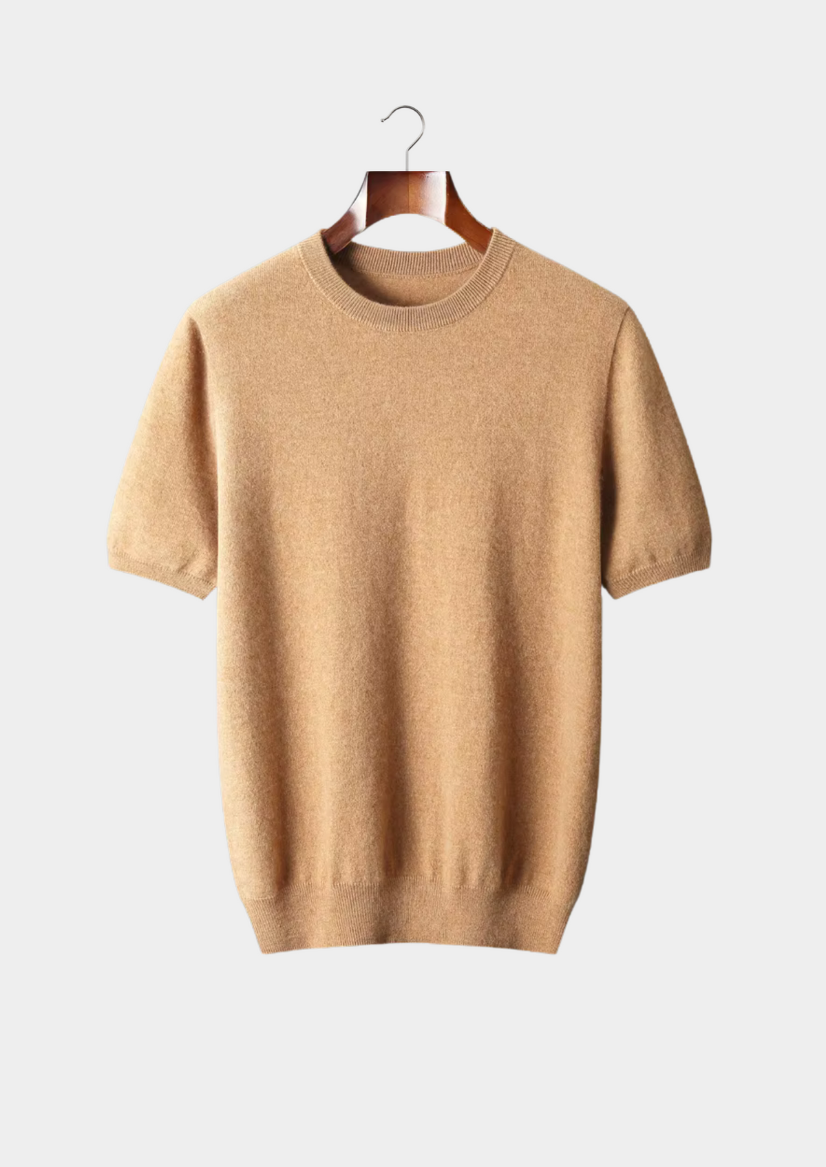 Premium Cashmere Classic Crew Neck T-Shirt - Honey Mustard by SATRI & CO. – product view 1