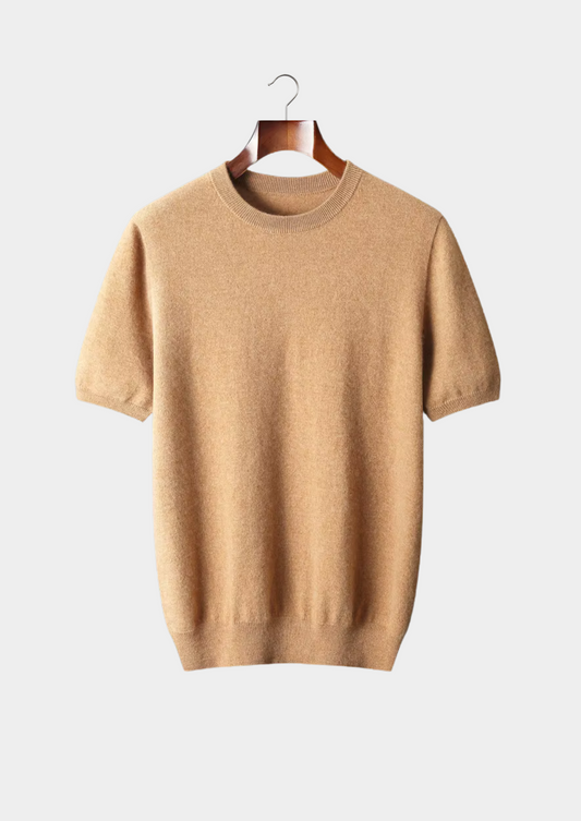 Premium Cashmere Classic Crew Neck T-Shirt - Honey Mustard by SATRI & CO. – product view 1