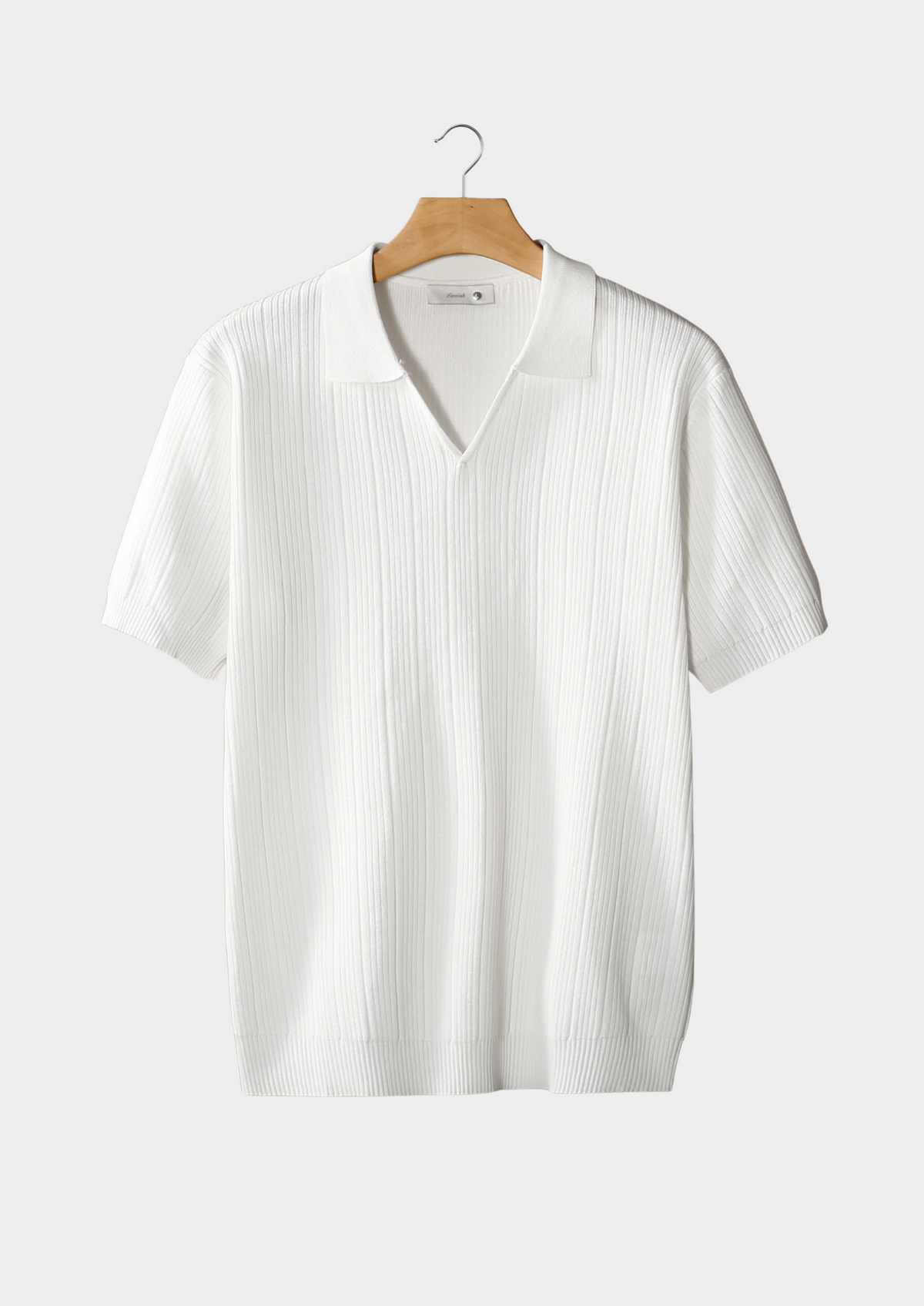 White Open Collar Ribbed Polo by SATRI & CO. – product view 1