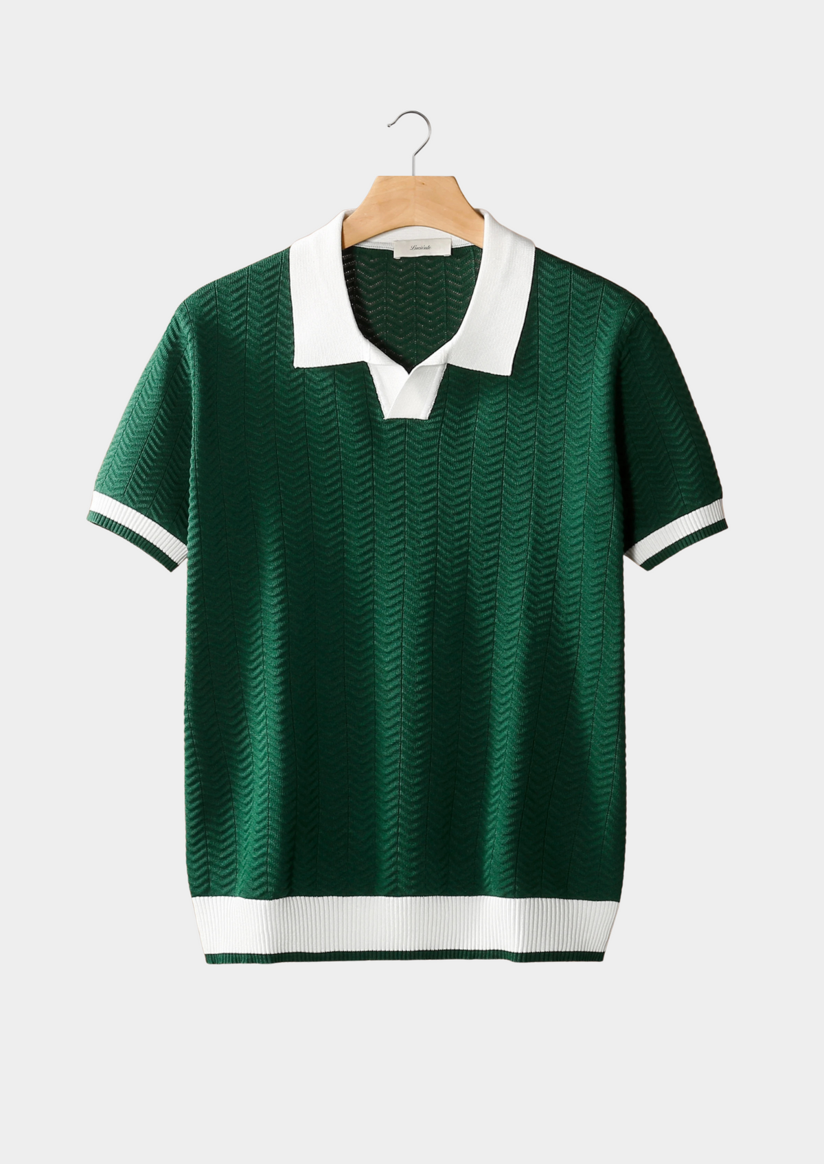 Green Contrast Textured Polo by SATRI & CO. – product view 1