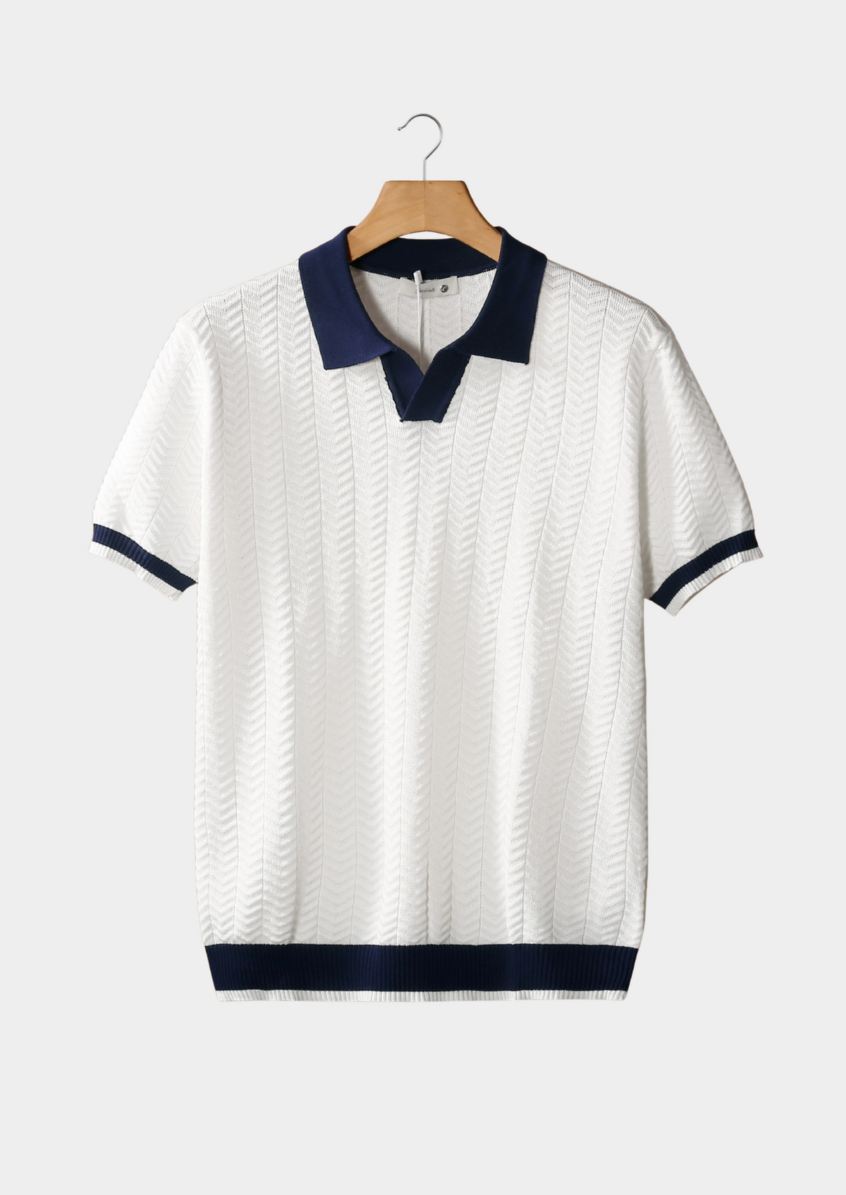 White Contrast Textured Polo by SATRI & CO. – product view 1