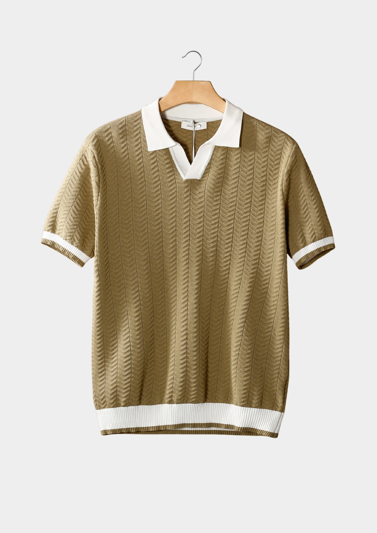 Almond Contrast Textured Polo by SATRI & CO. – product view 1