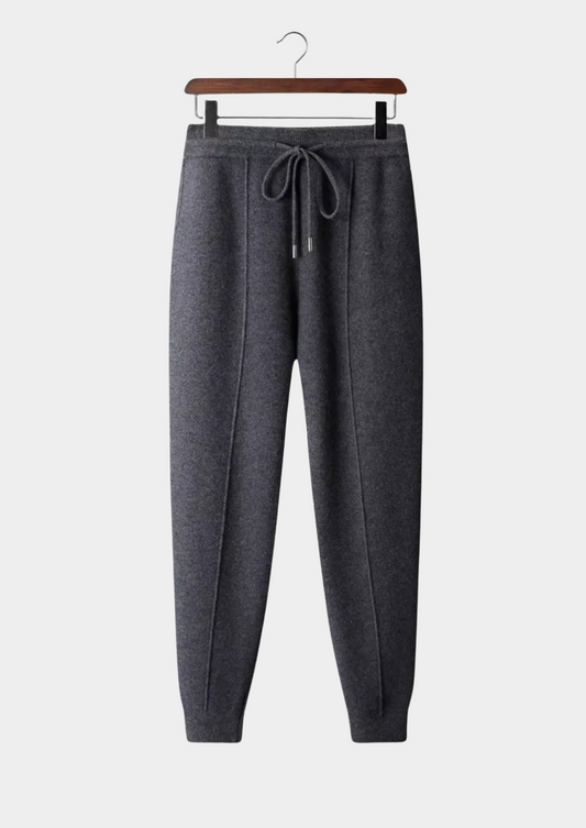 Pure Extra-Fine Merino Wool Dark Grey Leisure Joggers by SATRI & CO. – product view 1