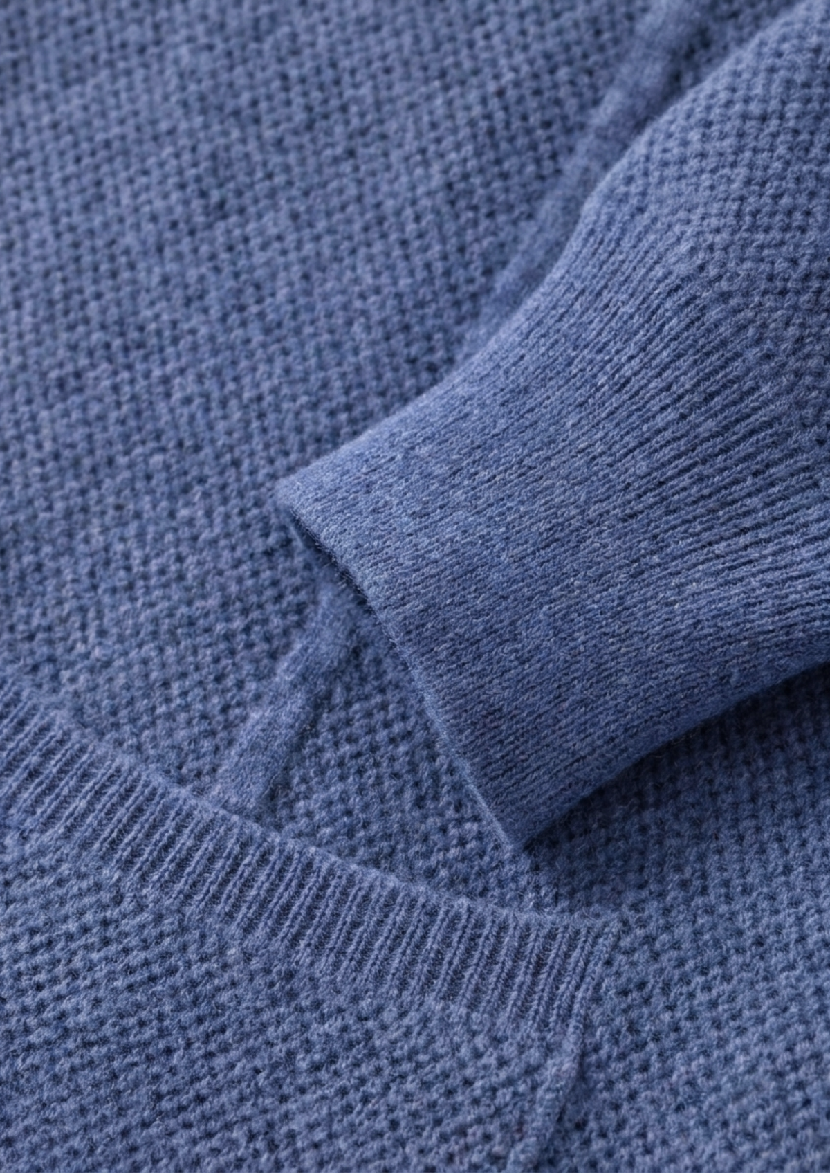 Pure Extra-Fine Merino Wool Sea Blue Button Overshirt by SATRI & CO. – product view 5