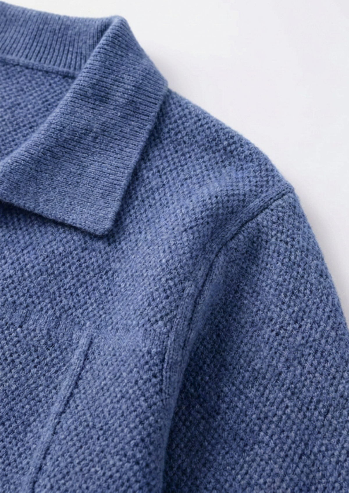 Pure Extra-Fine Merino Wool Sea Blue Button Overshirt by SATRI & CO. – product view 6