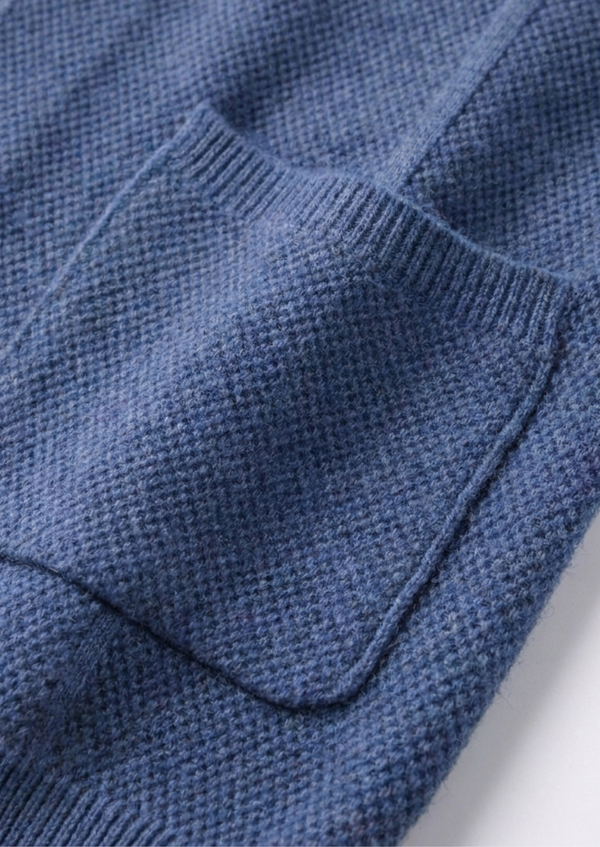 Pure Extra-Fine Merino Wool Sea Blue Button Overshirt by SATRI & CO. – product view 4