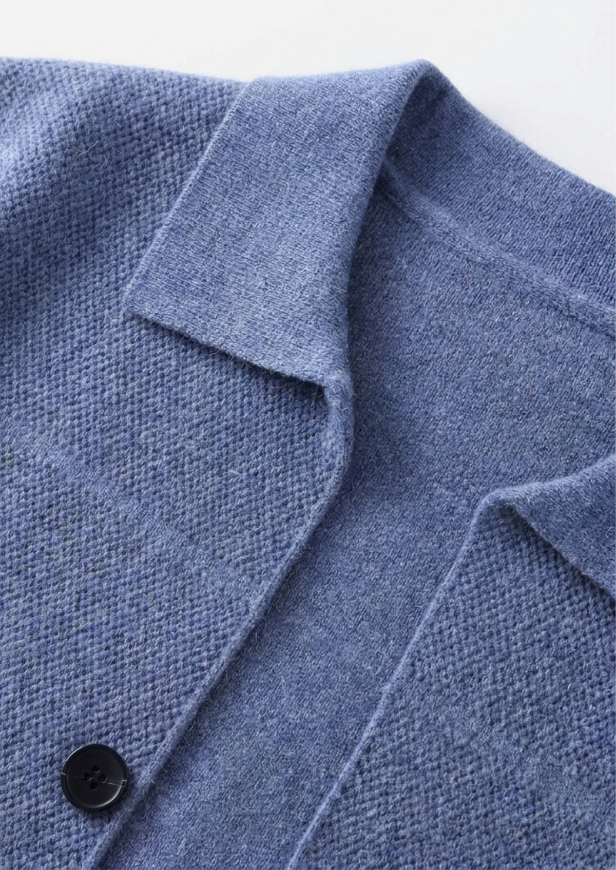 Pure Extra-Fine Merino Wool Sea Blue Button Overshirt by SATRI & CO. – product view 2