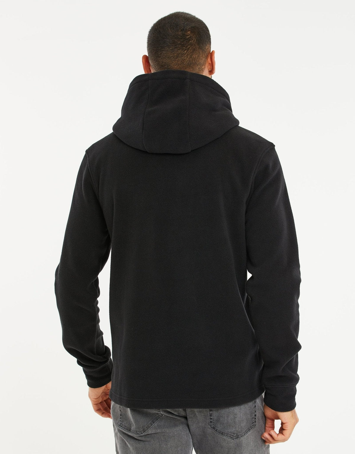 Microfleece Overhead Hoodie in Black