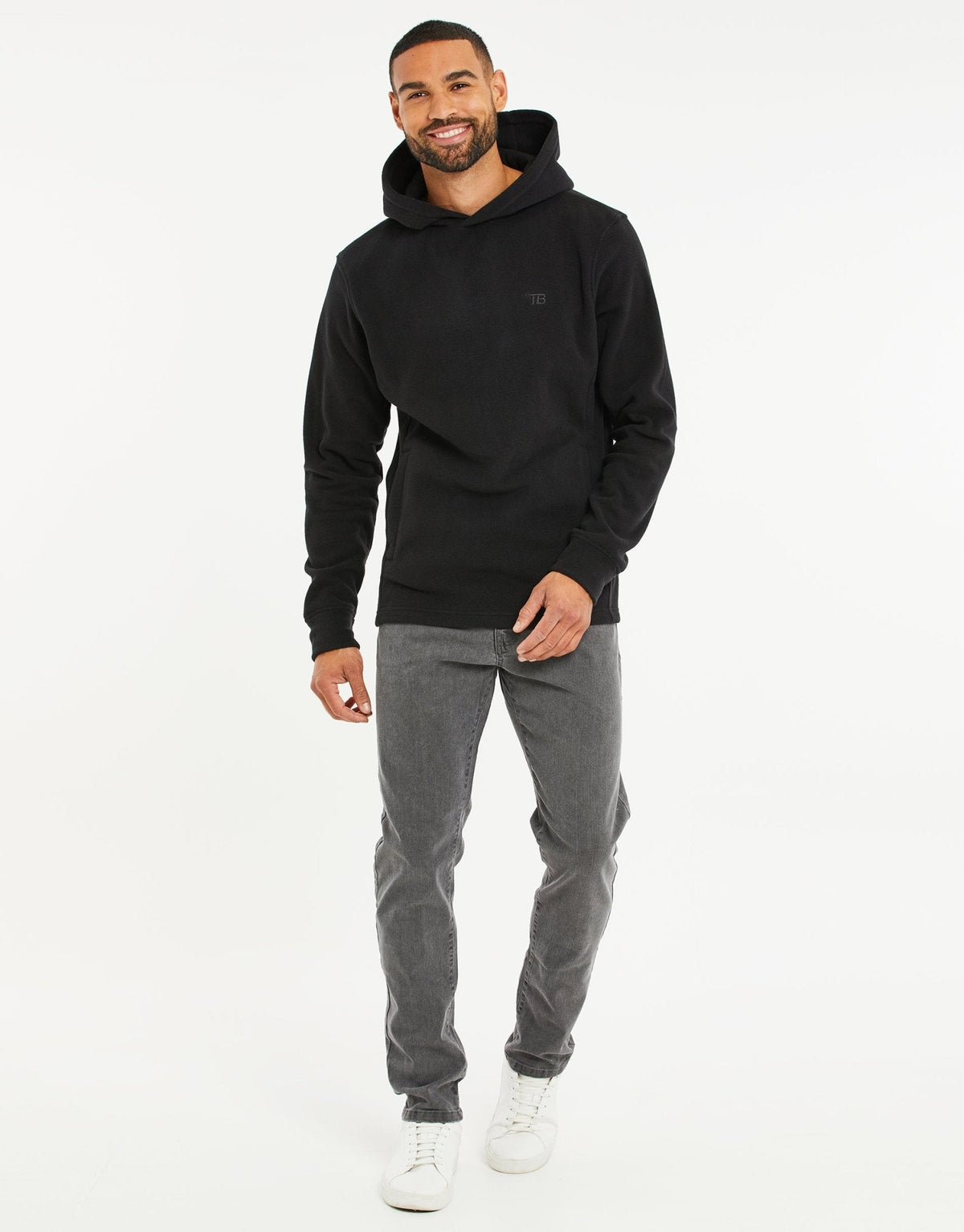 Microfleece Overhead Hoodie in Black