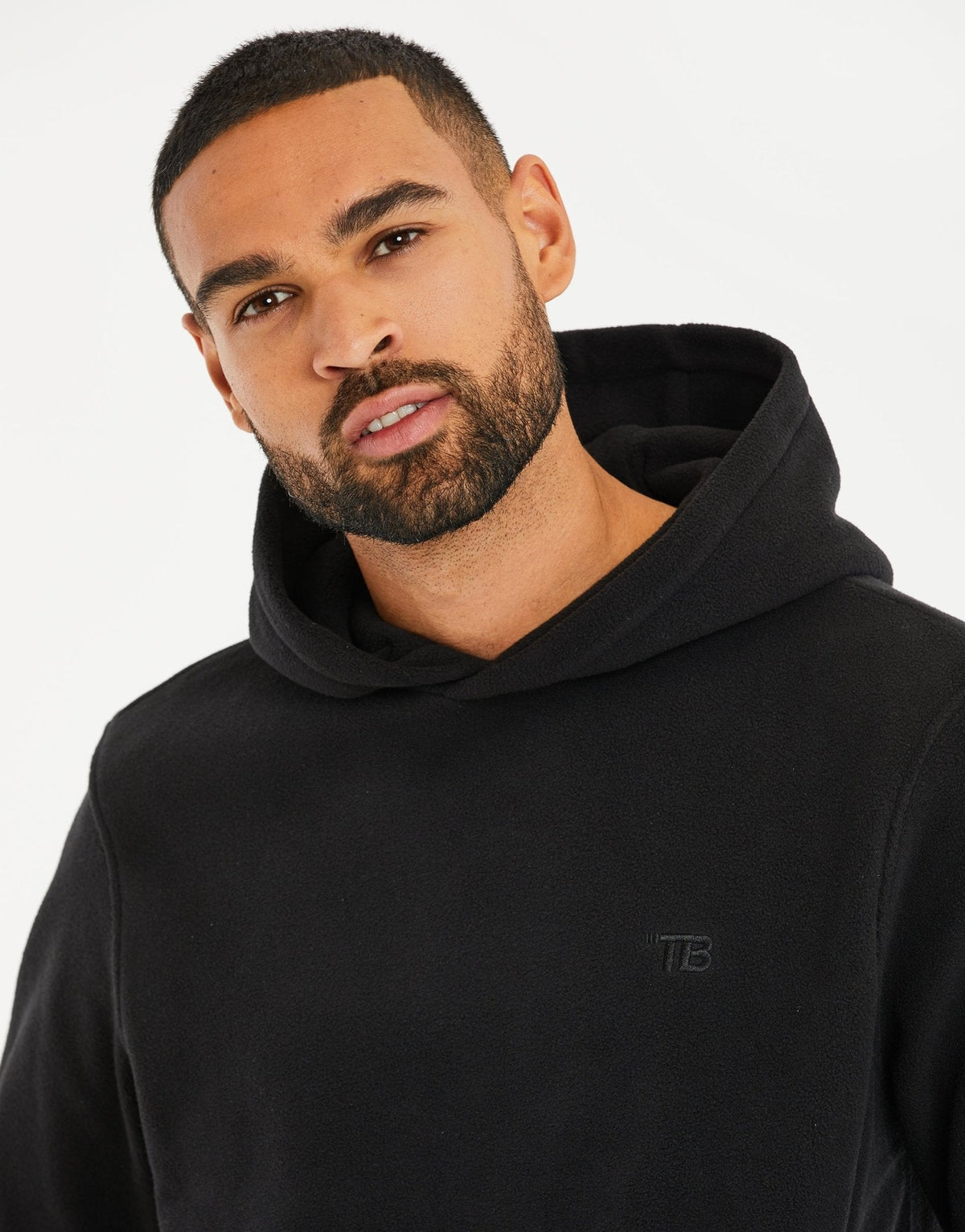 Microfleece Overhead Hoodie in Black