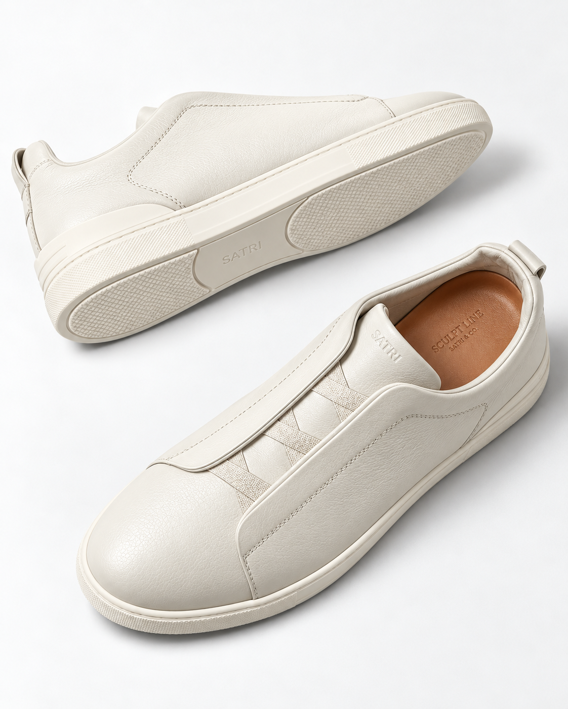 SATRI Ravello off-white trainers outsole and insole view
