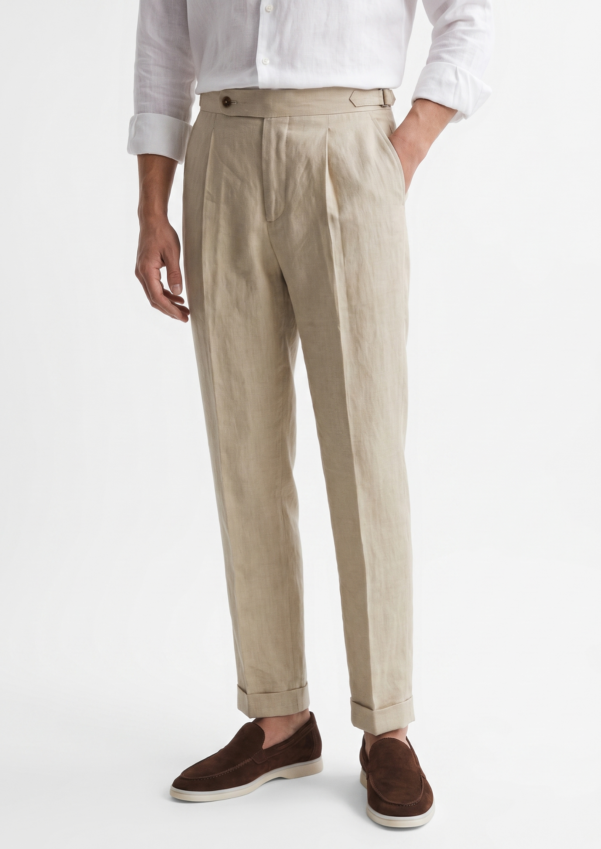 Tuscany Pleated Coastal Trousers - Sand by SATRI & CO. – product view 1