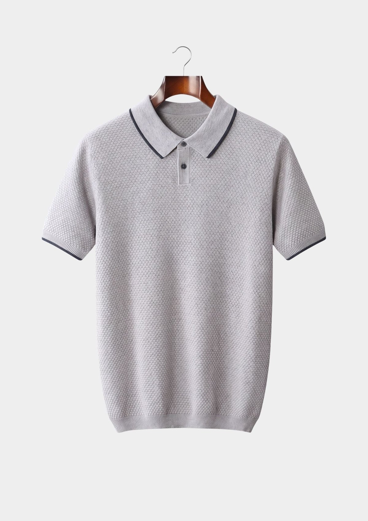 Premium Cashmere Pastel Grey Two-Tone Polo by SATRI & CO. – product view 1